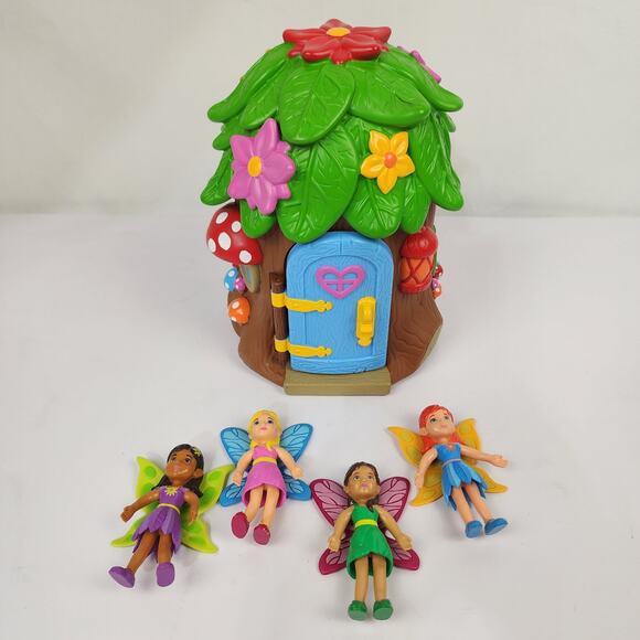 Lakeshore Colorful Vinyl Fairy Land Tree House Playset w/ 4 Fairies Cute! - Picture 1 of 8